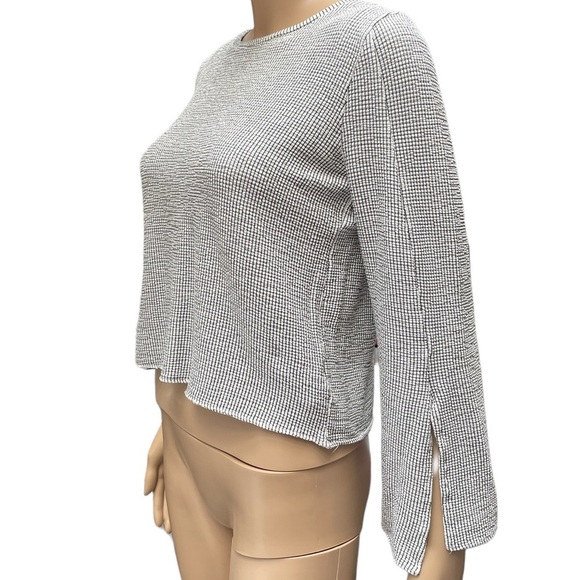 Zara Retro black white cropped stretch long sleeve top size small - Picture 1 of 11